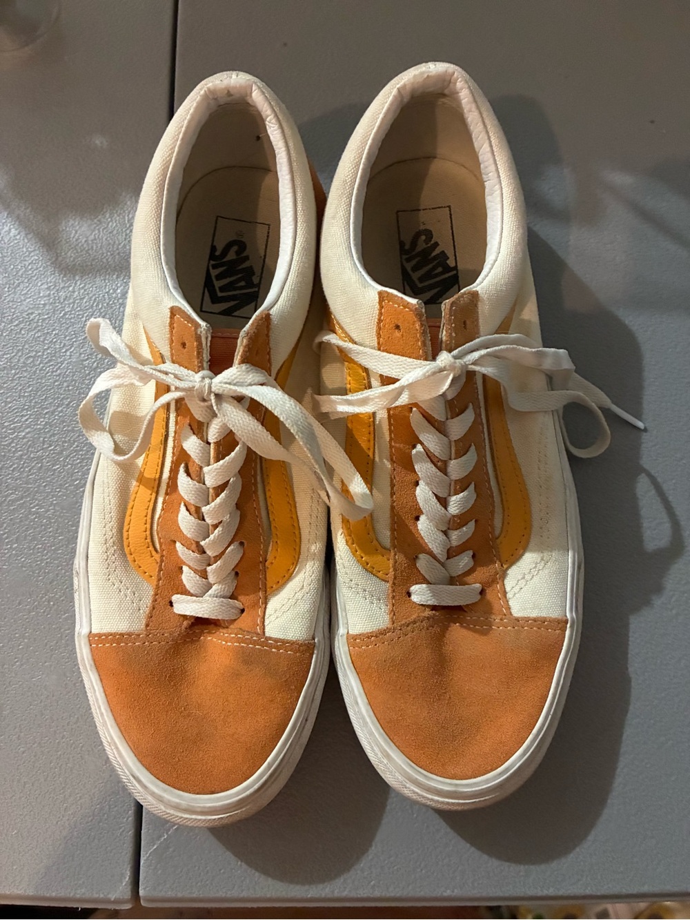 Vans Old Skool Women's Sneakers in White and Orange Suede